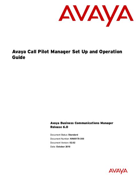 Avaya CallPilot Manager User Manual .